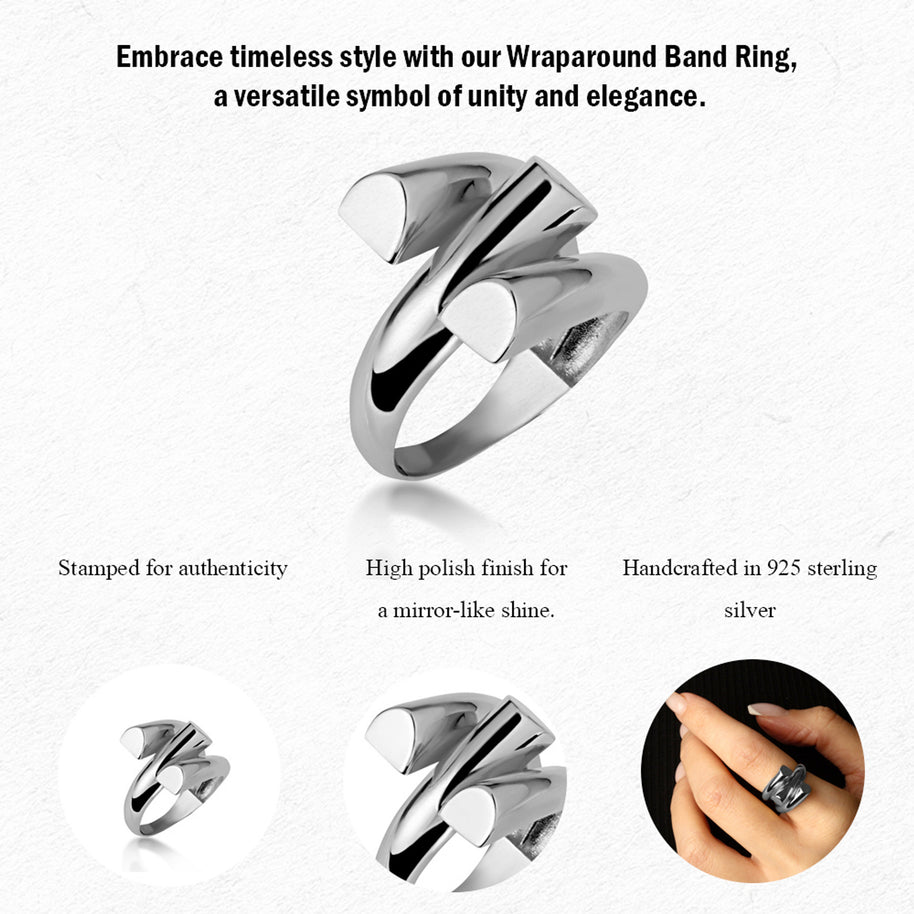 .925 Sterling Silver Wraparound Band Ring