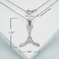Hockey Sticks and Puck in Sterling Silver Sports Pendant / Necklace Large