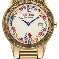 Citizen GA1079-41W Disney Snow White Flora Beige Dial Leather Strap Women's Watch