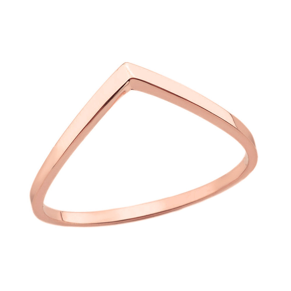 Gold Stackable V-Shape Chevron Ring (Available in Yellow/Rose/White Gold)