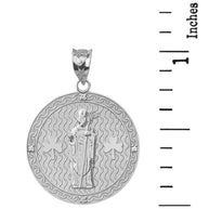Sterling Silver Saint Patrick Shamrock CZ Engravable Medallion Pendant Necklace 1.05