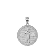 Sterling Silver Saint Patrick Shamrock CZ Engravable Medallion Pendant Necklace 1.05
