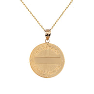 Solid Gold Saint Patrick Shamrock Diamond Engravable Medallion Pendant Necklace 1.05