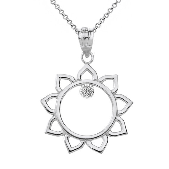 Gold Diamond Celestial Sun Pendant Necklace (Available in Yellow/Rose/White Gold)