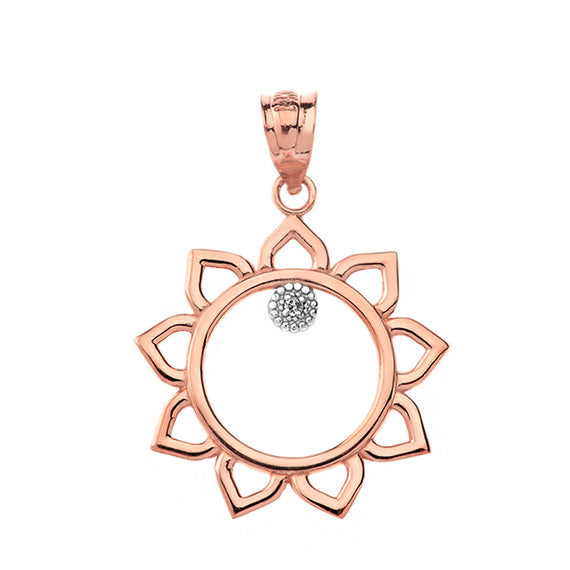 Gold Diamond Celestial Sun Pendant Necklace (Available in Yellow/Rose/White Gold)
