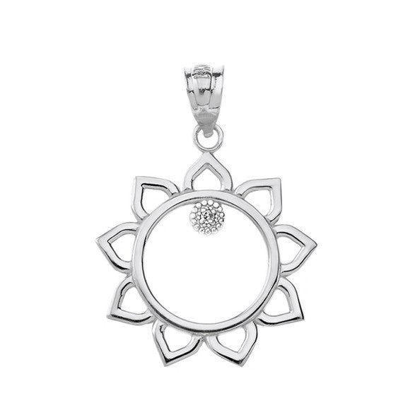 Gold Diamond Celestial Sun Pendant Necklace (Available in Yellow/Rose/White Gold)