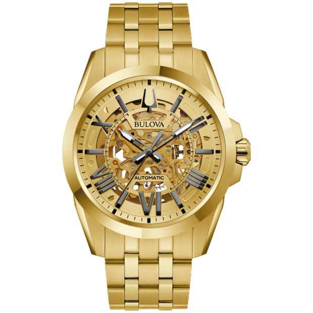 Bulova 97A162 Sutton Gold Skeleton Dial Men's Watch
