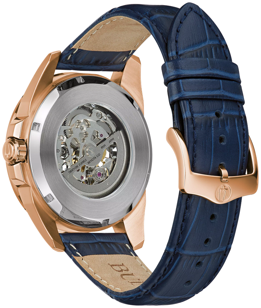 BULOVA 97A161 Sutton Blue Skeleton Leather Men's Watch