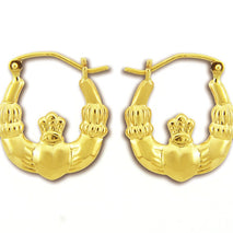 14K Gold Irish Celtic Claddagh Heart Earrings