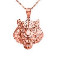 Roaring Tiger Pendant Necklace in Gold (Medium) 1.31 in. (Yellow/Rose/White)