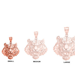 Roaring Tiger Pendant Necklace in Gold (Small) 1.03 in. (Yellow/Rose/White)