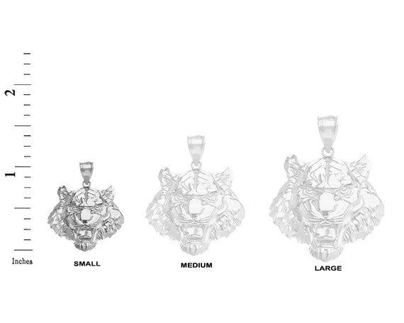 Roaring Tiger Pendant Necklace in Gold (Small) 1.03 in. (Yellow/Rose/White)