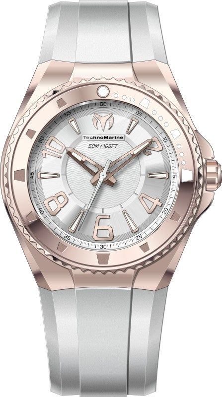 Technomarine Men's TM-225026 Lusso Mare Quartz 3 Hand Silver, White Dial Watch