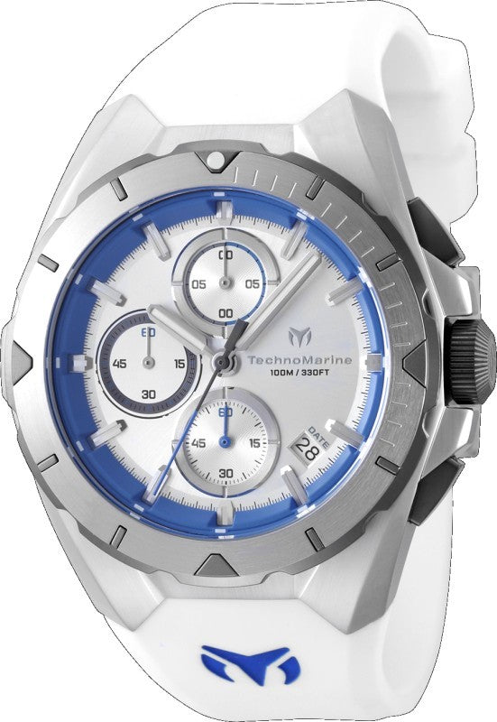 Technomarine Men's TM-318136 OCEAN Quartz VD57 Silver, White, Blue Dial Watch