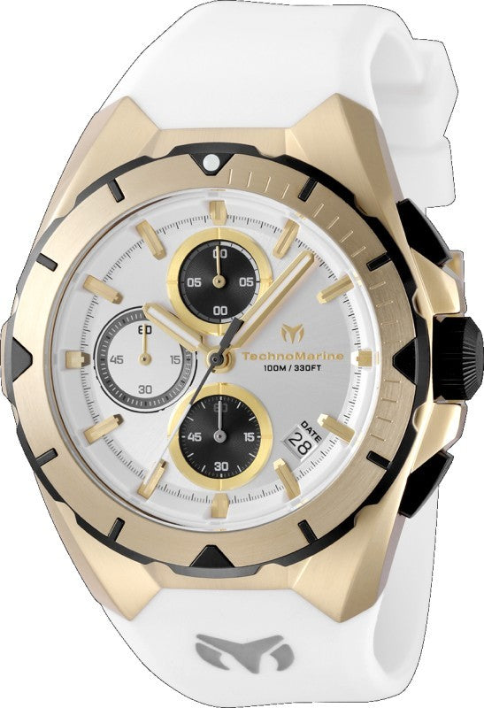 Technomarine Men's TM-318141 OCEAN Quartz VD57 Silver, White Dial Watch