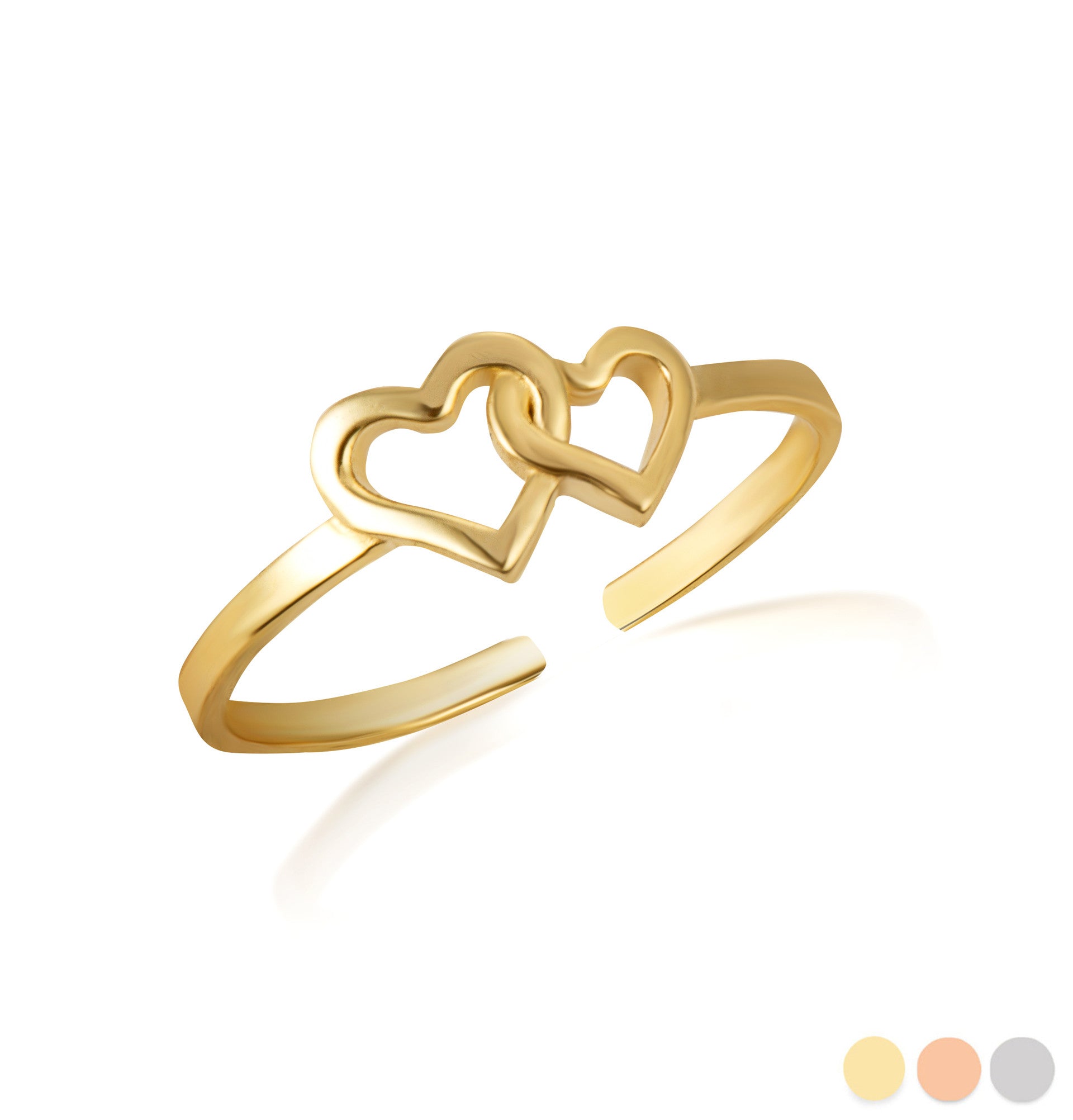 Gold Double Heart Toe Ring (Available in Yellow Gold, Rose Gold, White Gold)