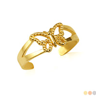 Gold Beaded Butterfly Toe Ring (Available in Yellow/Rose/White Gold)