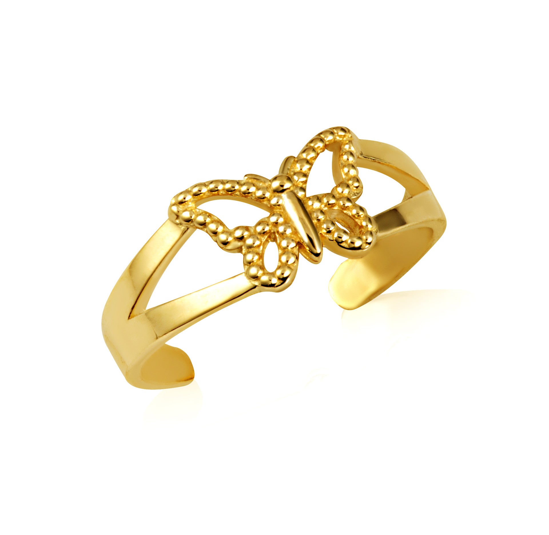 Gold Beaded Butterfly Toe Ring (Available in Yellow/Rose/White Gold)