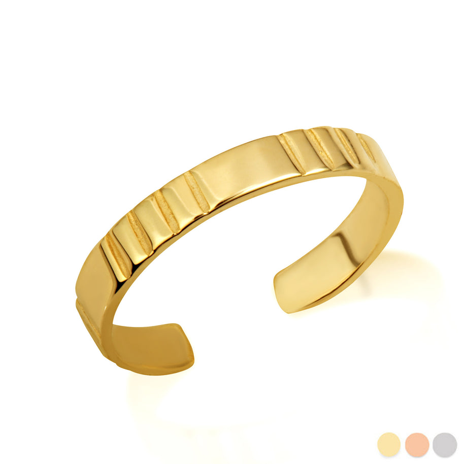 Gold Striped Toe Ring (Available in Yellow/Rose/White Gold)