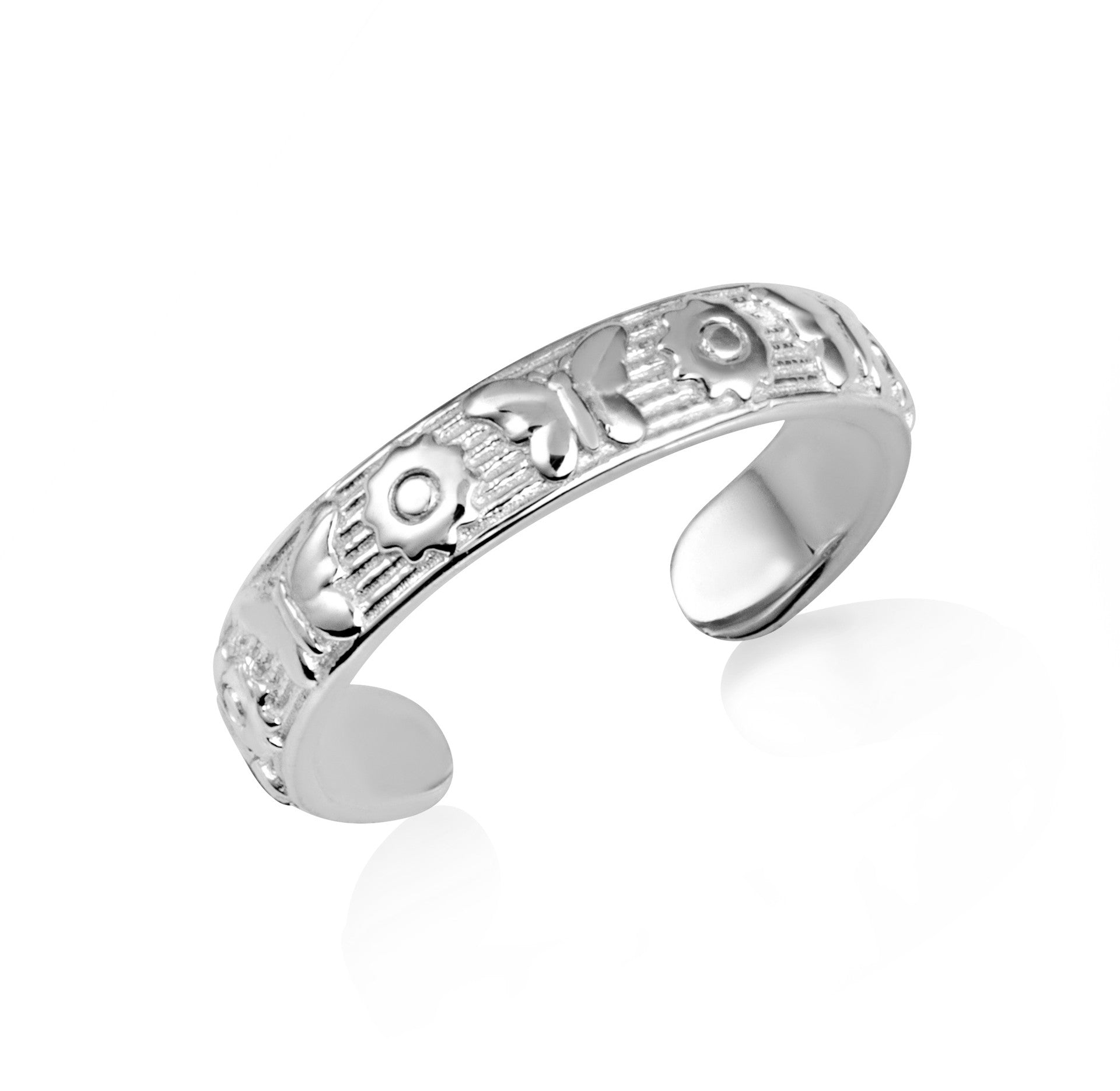 Gold Butterfly Sunflower Band Toe Ring (Available in Yellow/Rose/White Gold)