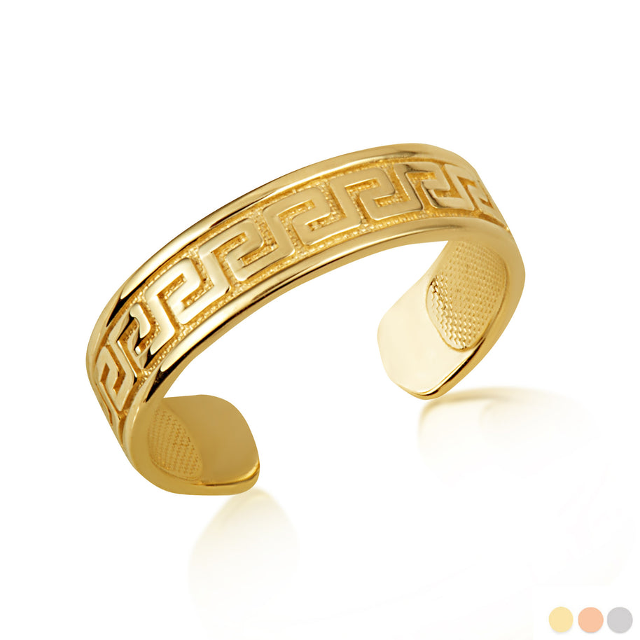 Gold Woman's Timeless Greek Key Toe Ring (Available in Yellow/Rose/White Gold)