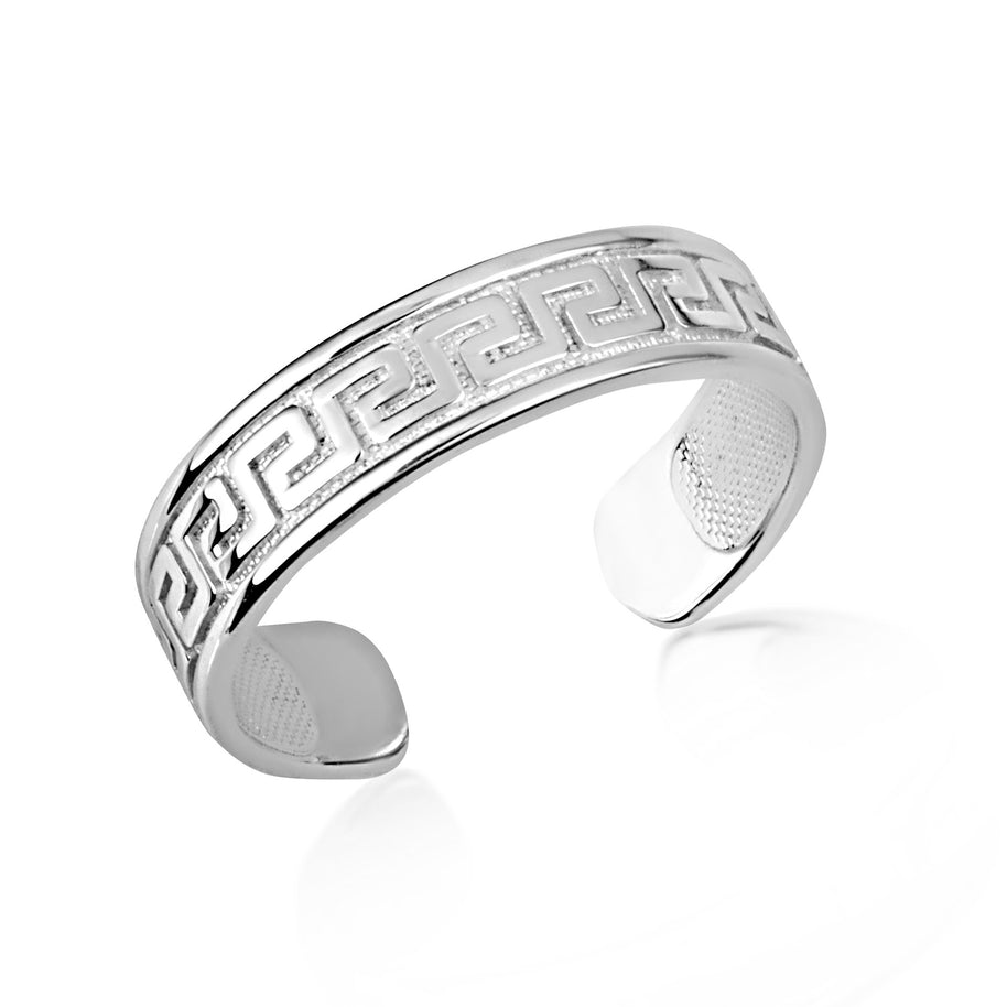 .925 Sterling Silver Woman's Timeless Greek Key Toe Ring