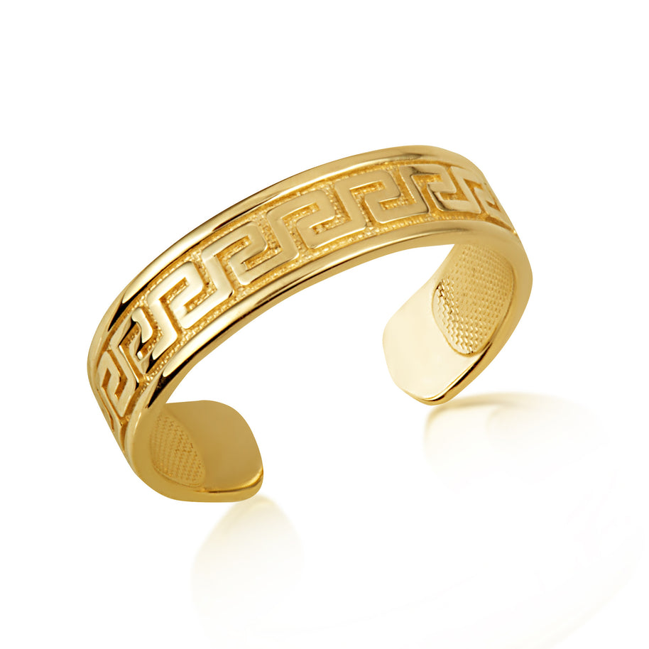 Gold Woman's Timeless Greek Key Toe Ring (Available in Yellow/Rose/White Gold)