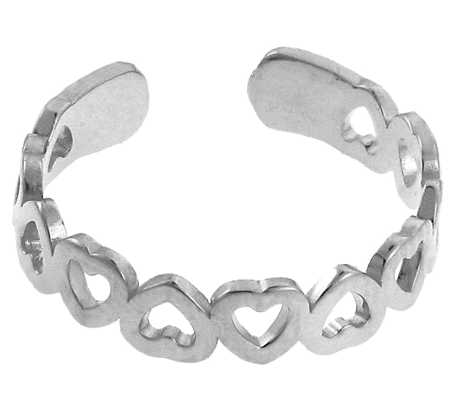 Heart White Gold Toe Ring