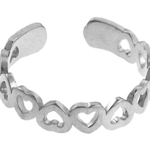 Heart White Gold Toe Ring