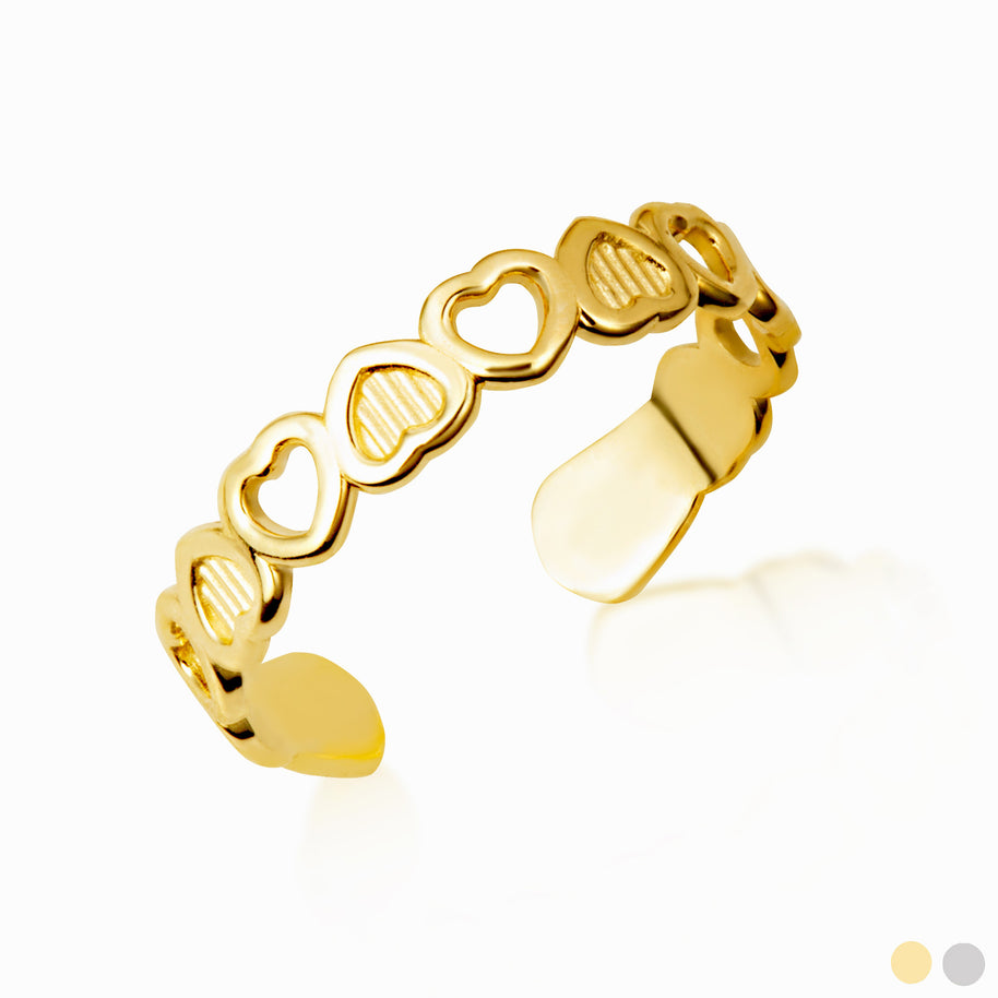 Gold Woman's Token of Love Heart Toe Ring (Available in Yellow/White Gold)