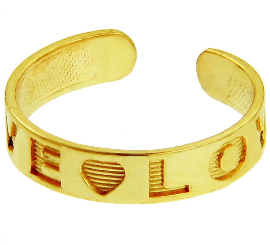 Solid Gold "LOVE" Toe Rings(Available in Yellow/White Gold)