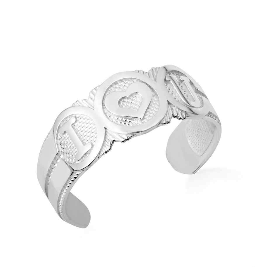 Gold Woman's Trendy 'I Heart U' Toe Ring (Available in Yellow/Rose/White Gold)