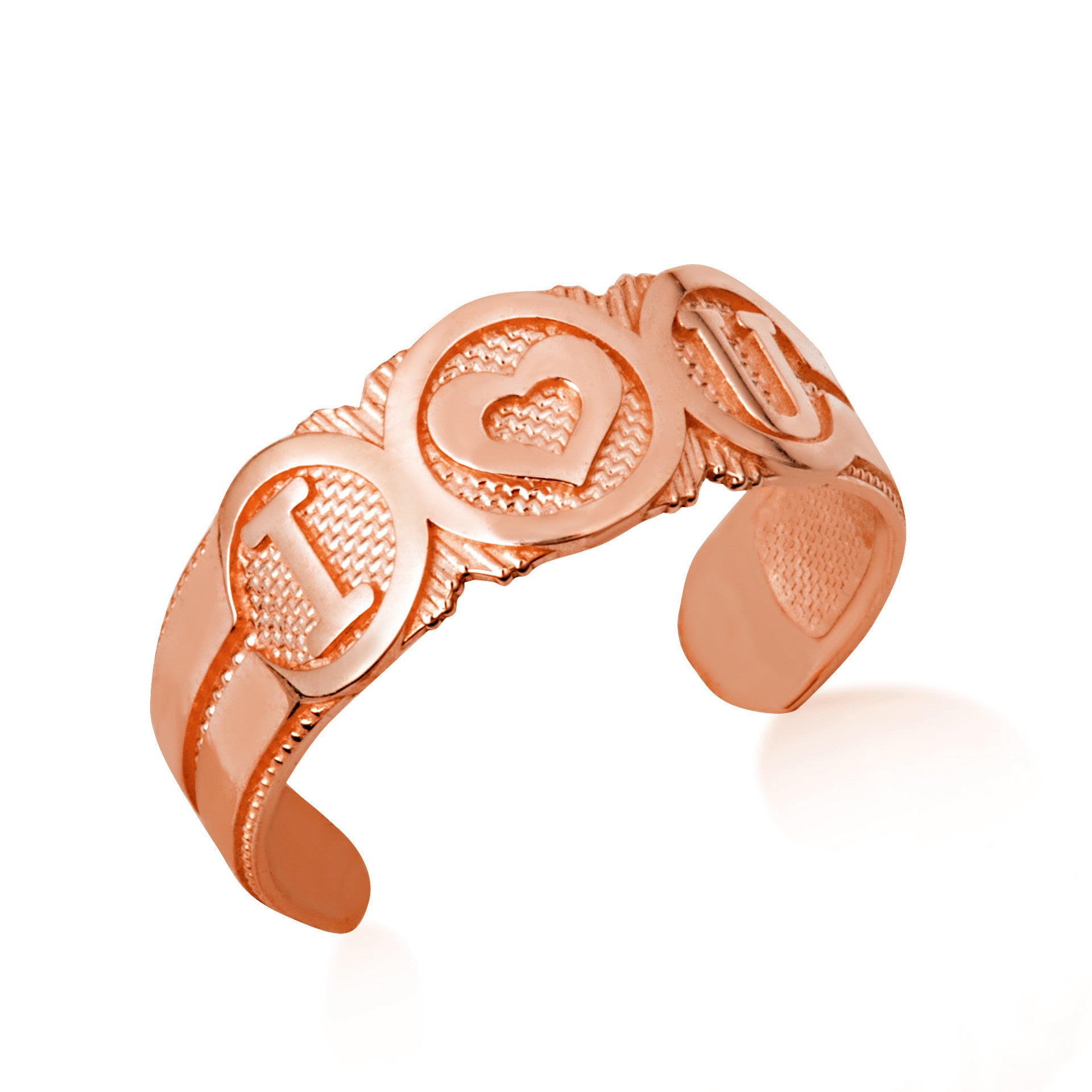Gold Woman's Trendy 'I Heart U' Toe Ring (Available in Yellow/Rose/White Gold)