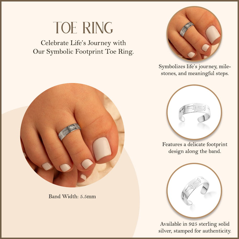 .925 Sterling Silver Footprint Toe Ring