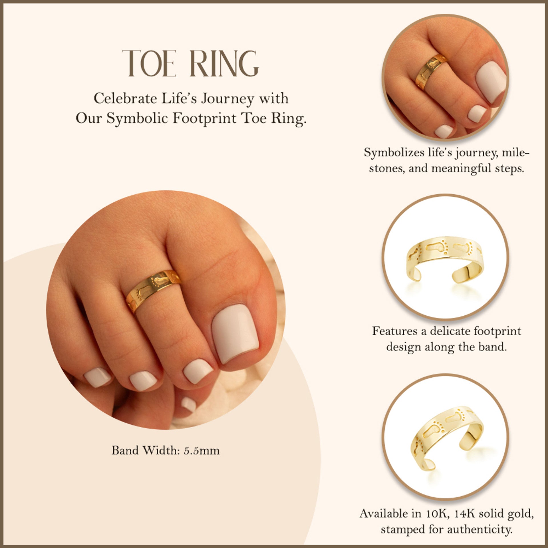 Yellow Gold Footprint Toe Ring