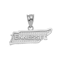 Sterling Silver Tennessee State Map Pendant Necklace