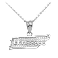 Sterling Silver Tennessee State Map Pendant Necklace