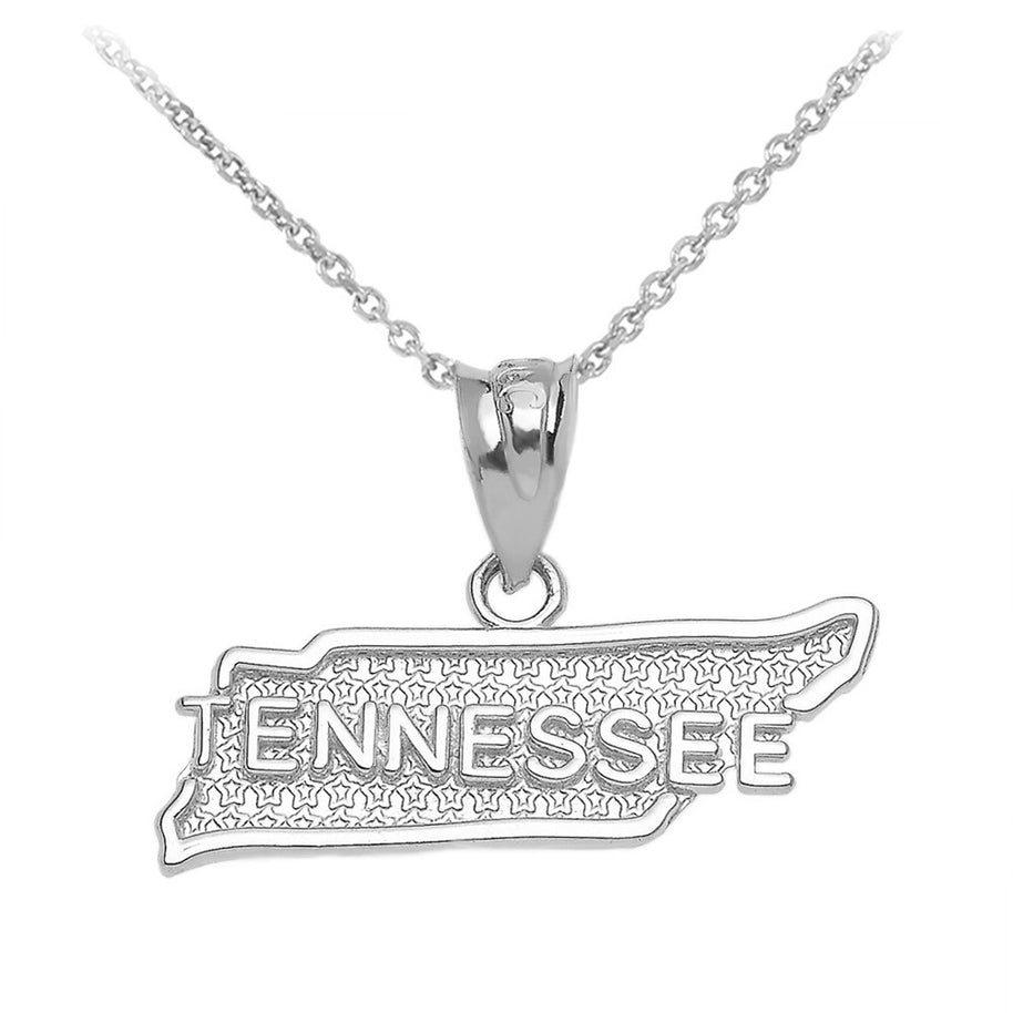Tennessee State Map Gold Pendant Necklace (Available in Yellow/Rose/White Gold) Style#: Texas Map