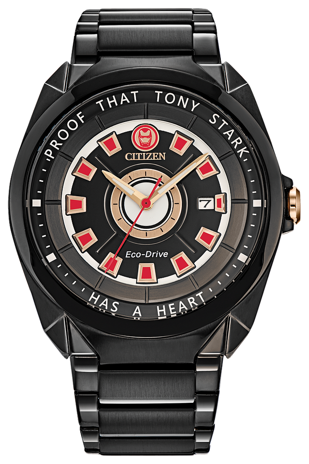 Citizen AW1019-52W Marvel Tony Stark Eco-Drive Black Steel Bracelet Men's Watch