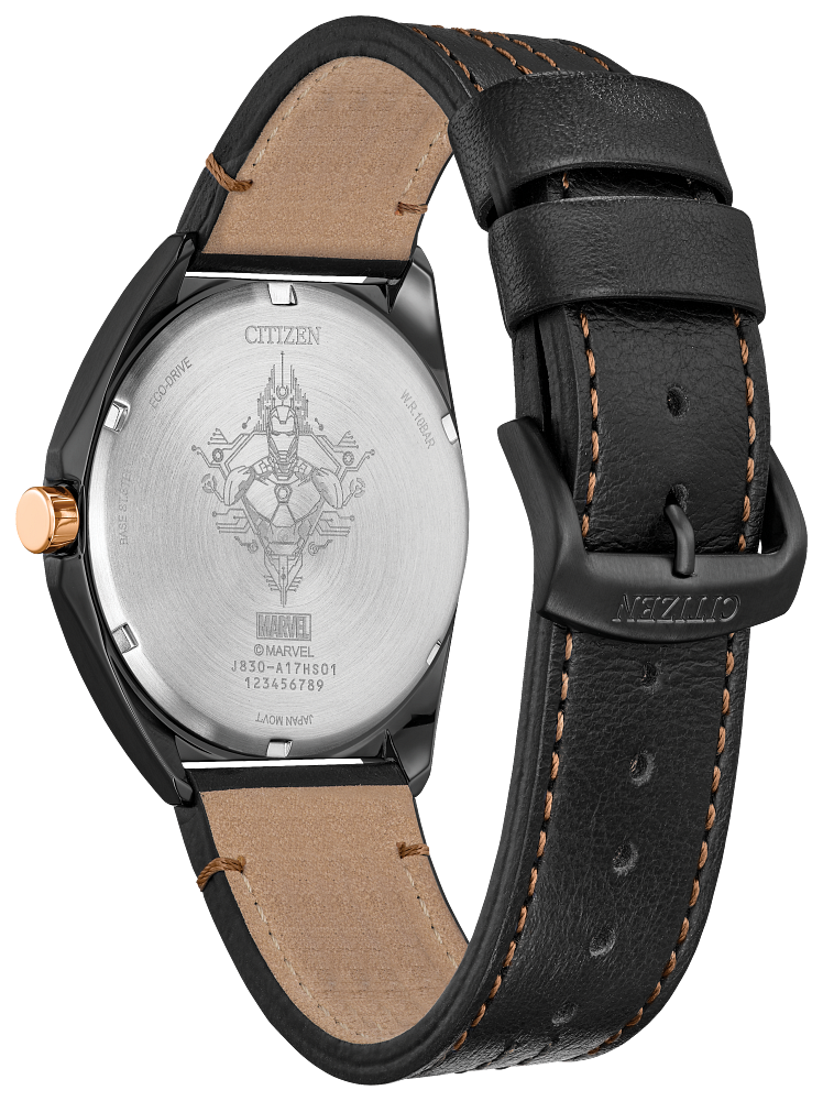 Citizen AW2075-05W Marvel Tony Stark Black Dial Leather Band Men's Watch