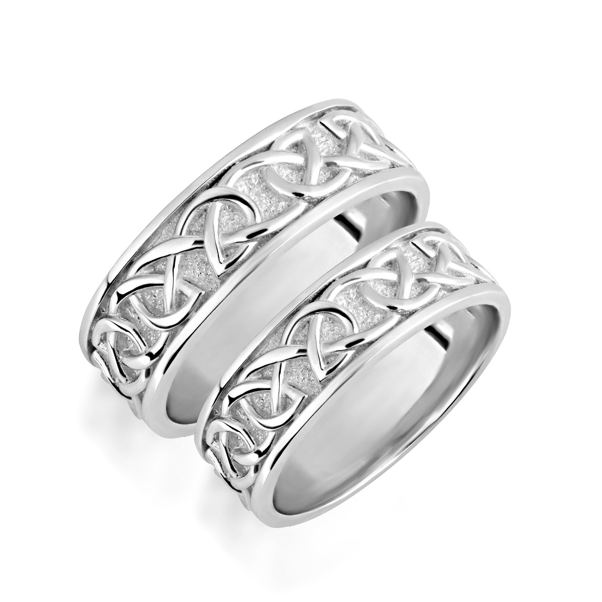 .925 Sterling Silver Irish Celtic Knot Eternity Unisex Band Ring Set 7mm