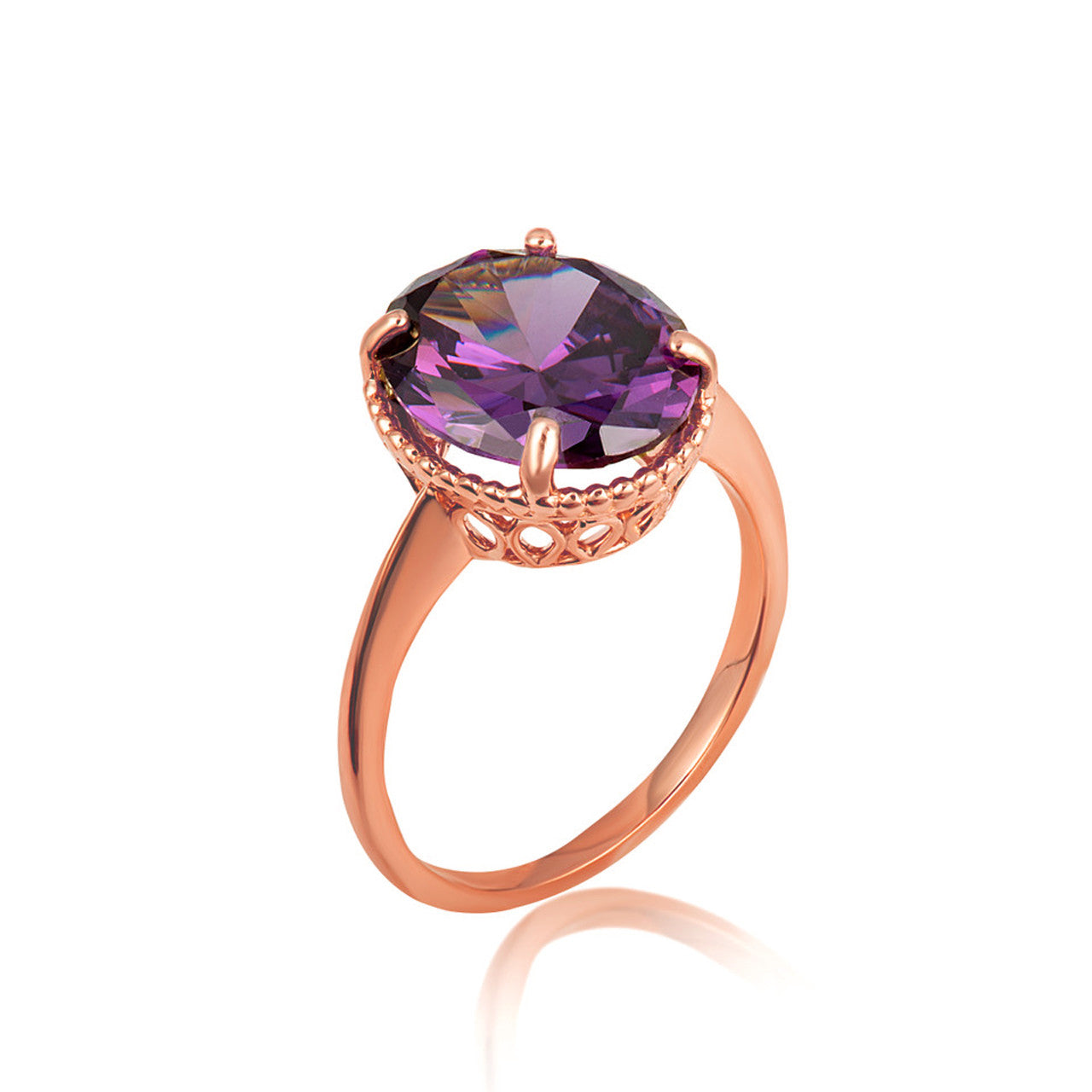 Gold Classic Roped Gemstone Love Ring (Available in Yellow/Rose/White Gold)