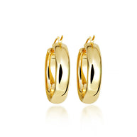 14K Yellow Gold Diamond Cut Satin Finish Hoop Earrings