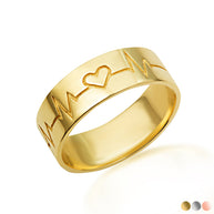 Gold Heartbeat EKG Pulse Band Ring (Available in Yellow/Rose/White Gold)