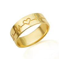 Gold Heartbeat EKG Pulse Band Ring (Available in Yellow/Rose/White Gold)