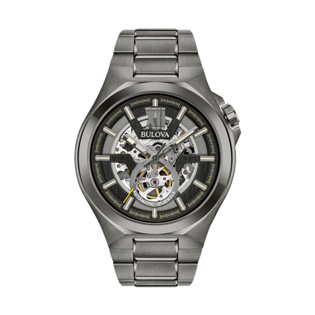 98A179 Bulova Maquina Black Dial Stainless Steel Men's Watch