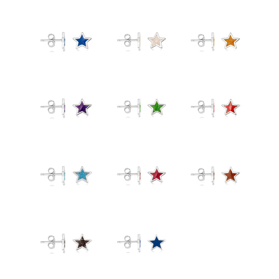 .925 Sterling Silver Custom Enamel Star Stud Earrings