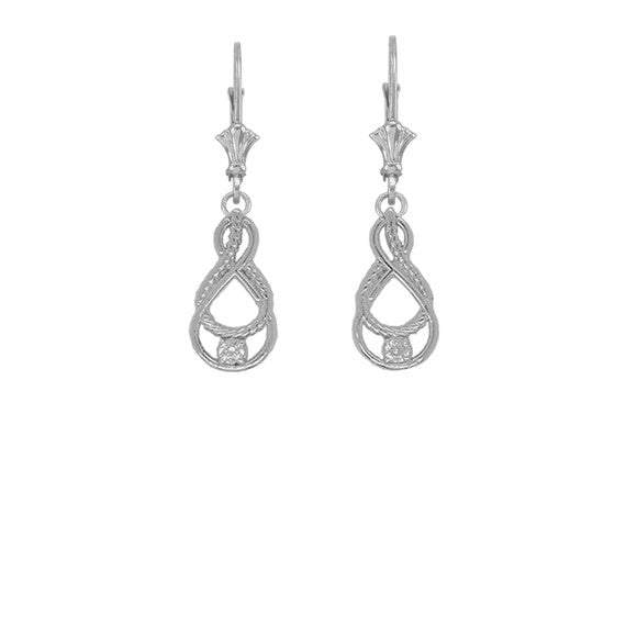 Dainty Diamond Double Infinity Knot Earrings in Sterling Silver