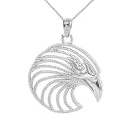 .925 Sterling Silver Beaded Eagle Head Pendant Necklace