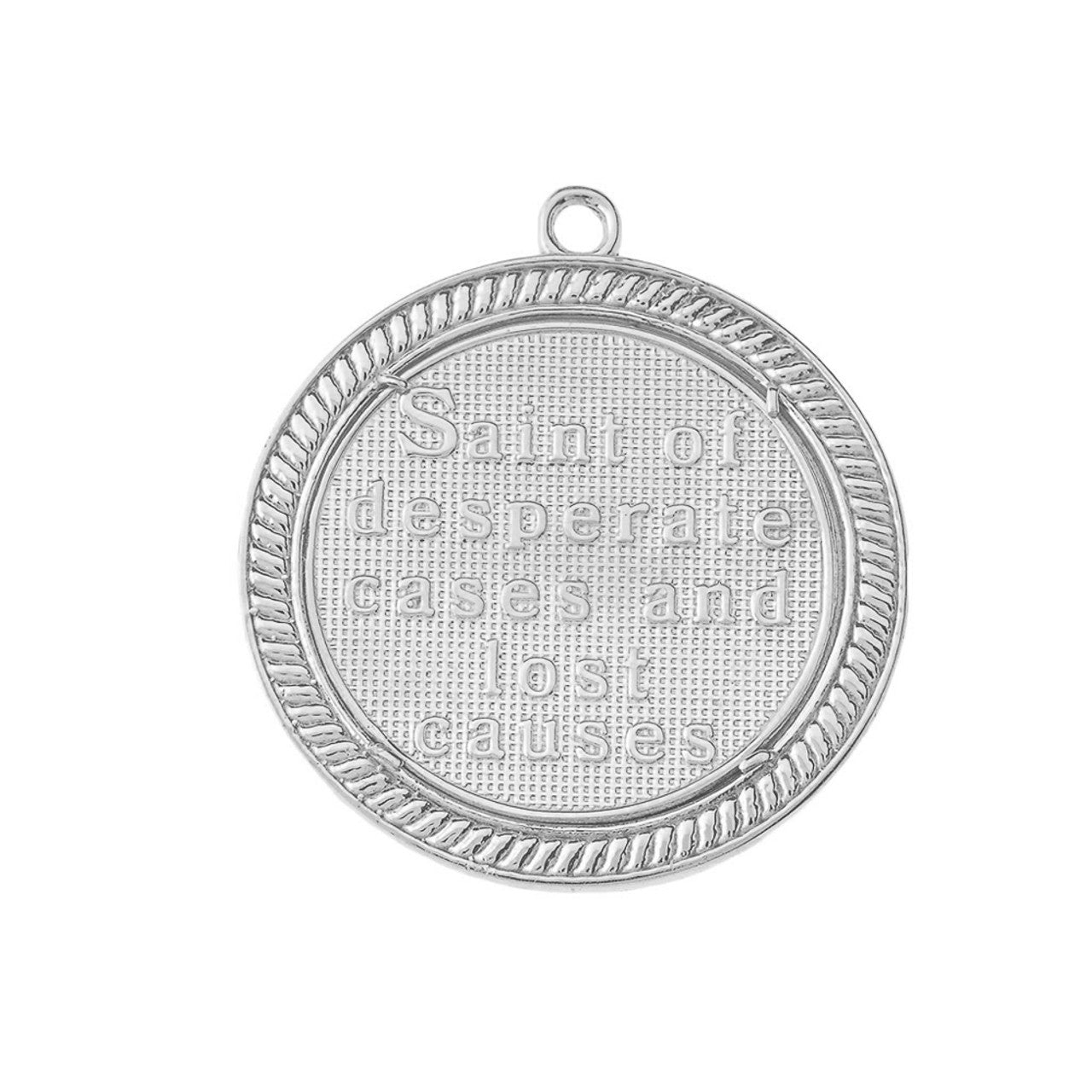 Saint Jude Medallion Pendant Necklace in Sterling Silver